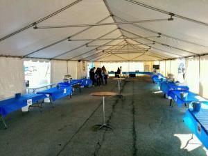 "Before" shot of main beer tent. Everything looks so tidy and clean.